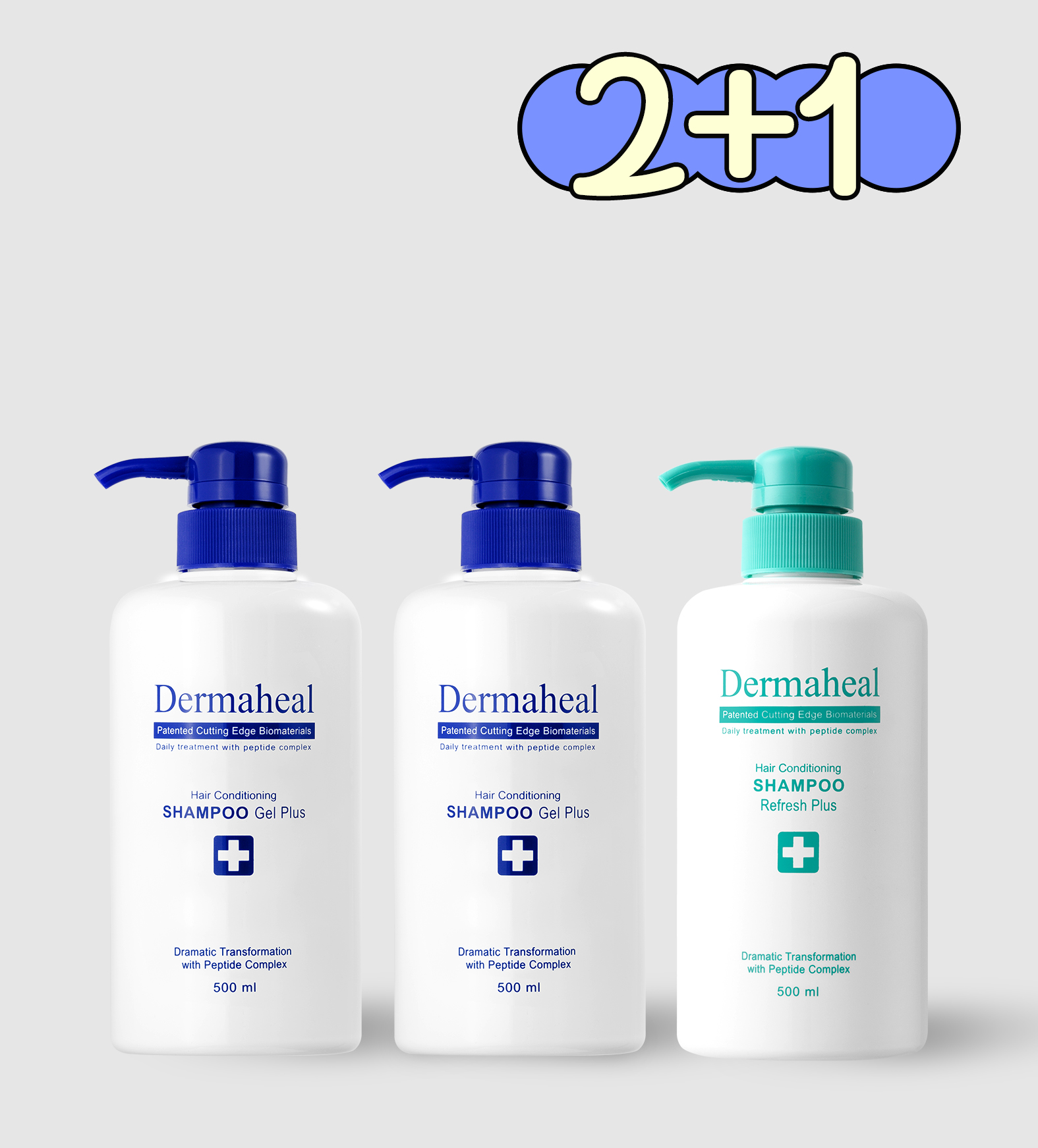[2+1] 헤어 컨디셔닝 샴푸 겔 500ml(2개) + 리프레시(1개)