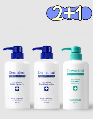 [2+1] 헤어 컨디셔닝 샴푸 겔 500ml(2개) + 리프레시(1개)