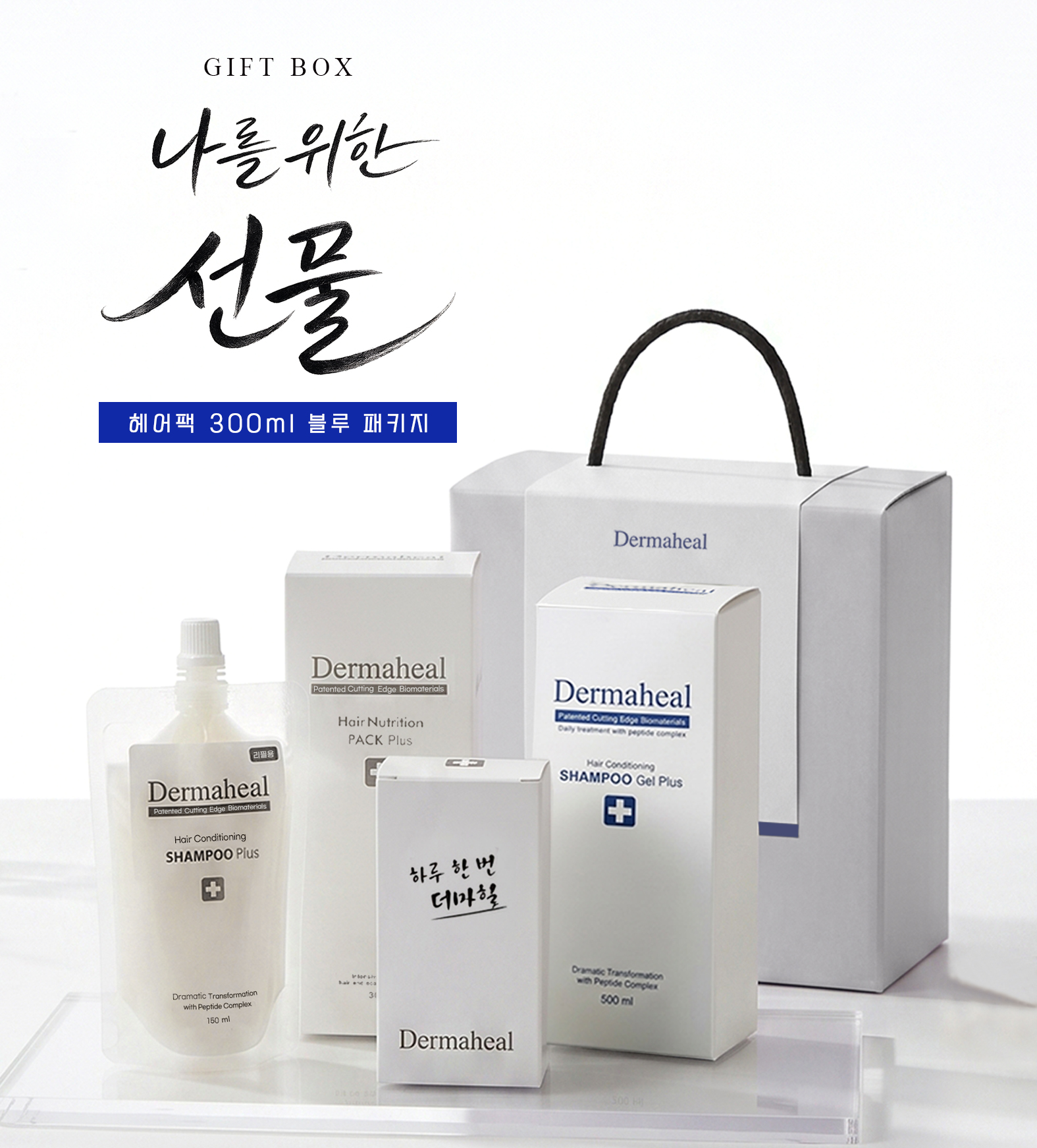 가정의달 선물세트 더마힐 헤어팩 300ml 블루 패키지